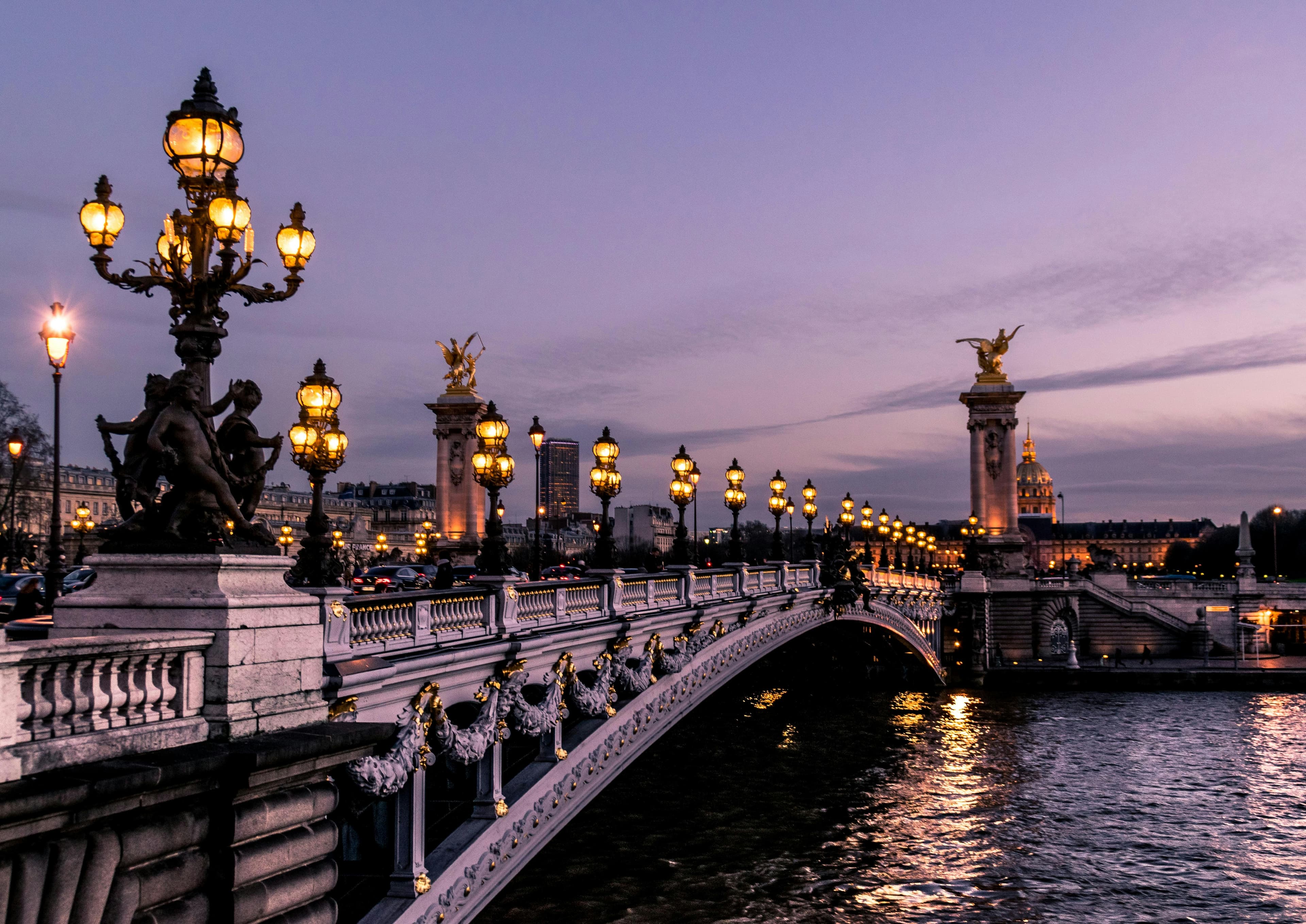 Paris bridge and riverside atmosphere in France