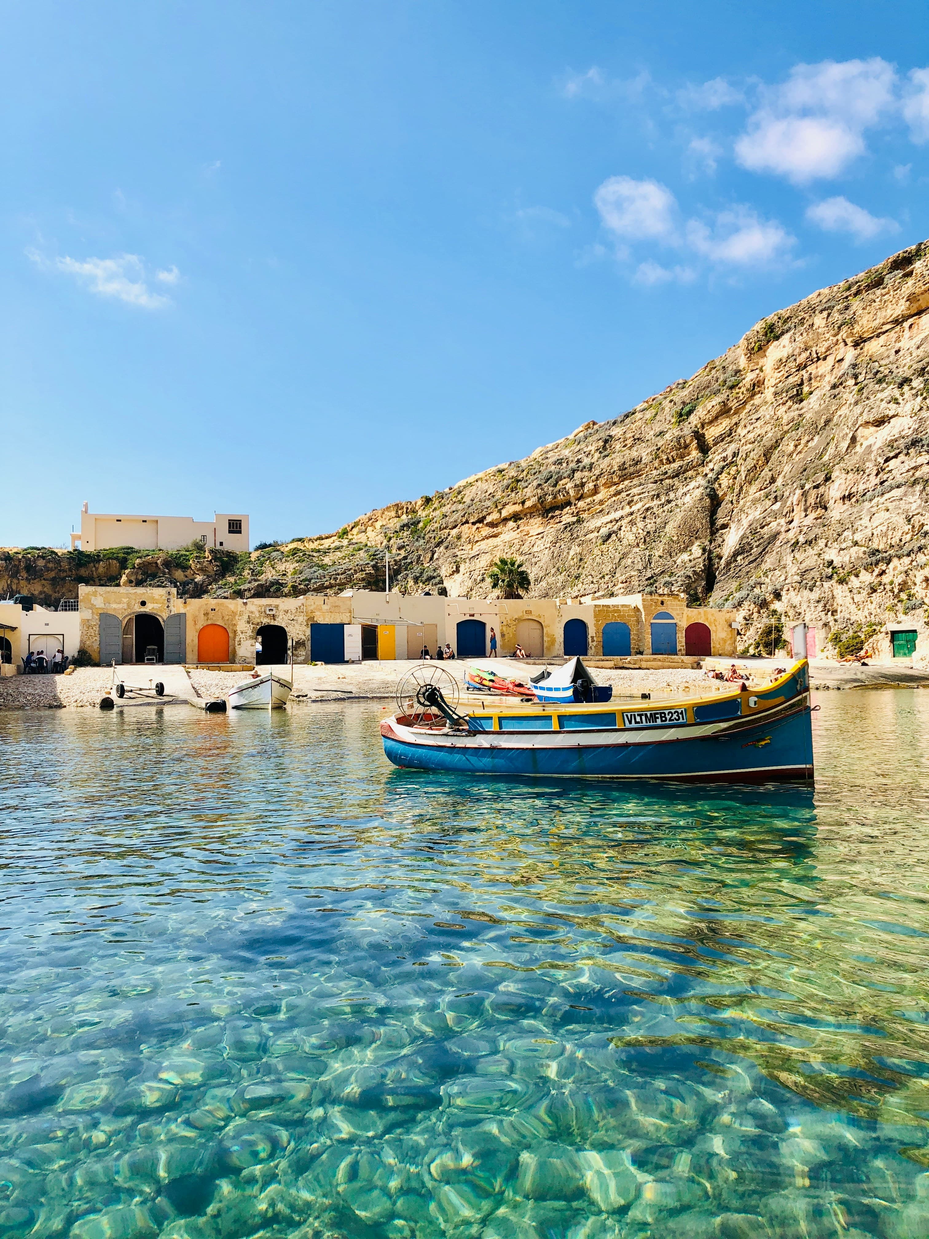 Mediterranean harbor and boats in Malta