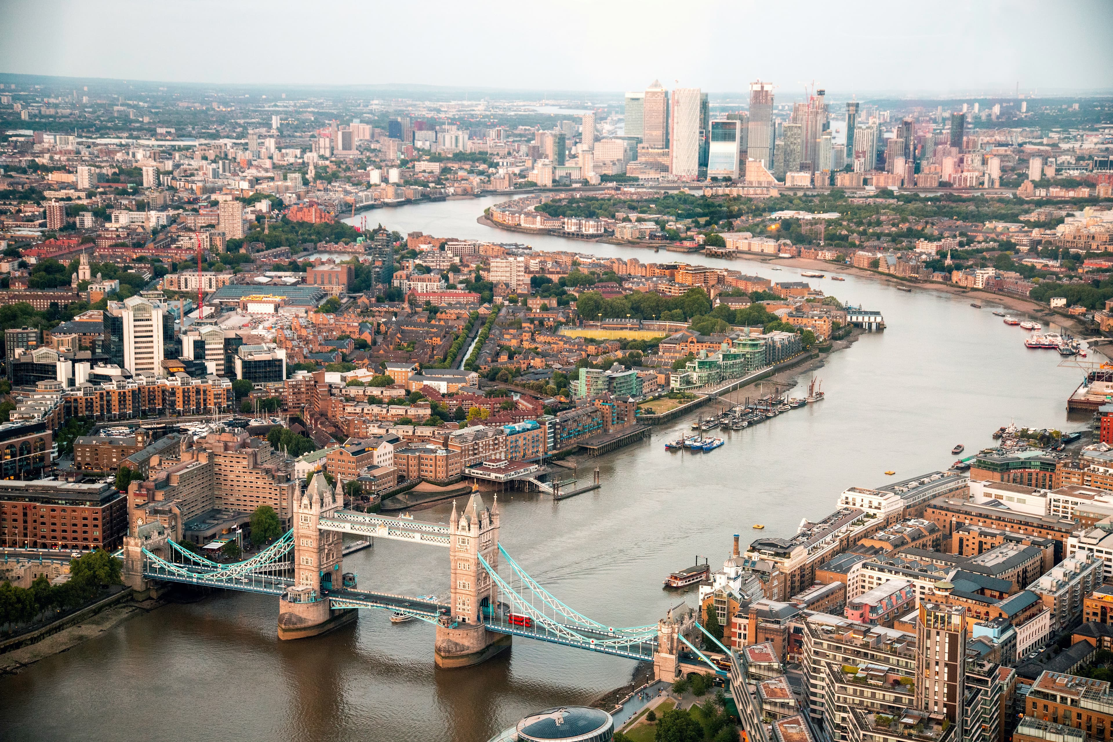 London cityscape with Tower Bridge and the River Thames